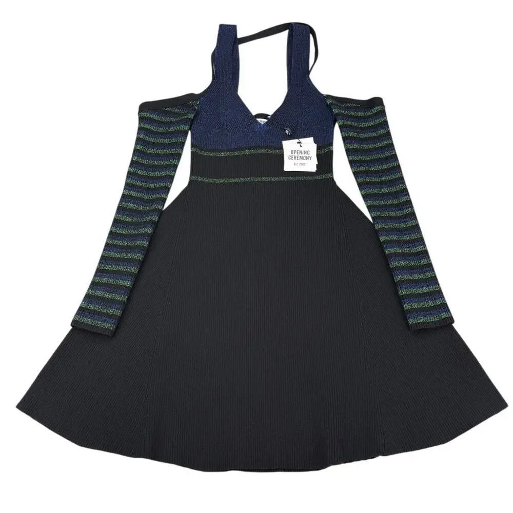 NWT OPENING CEREMONY Striped Flare Dress Size Medium - Picture 6 of 9
